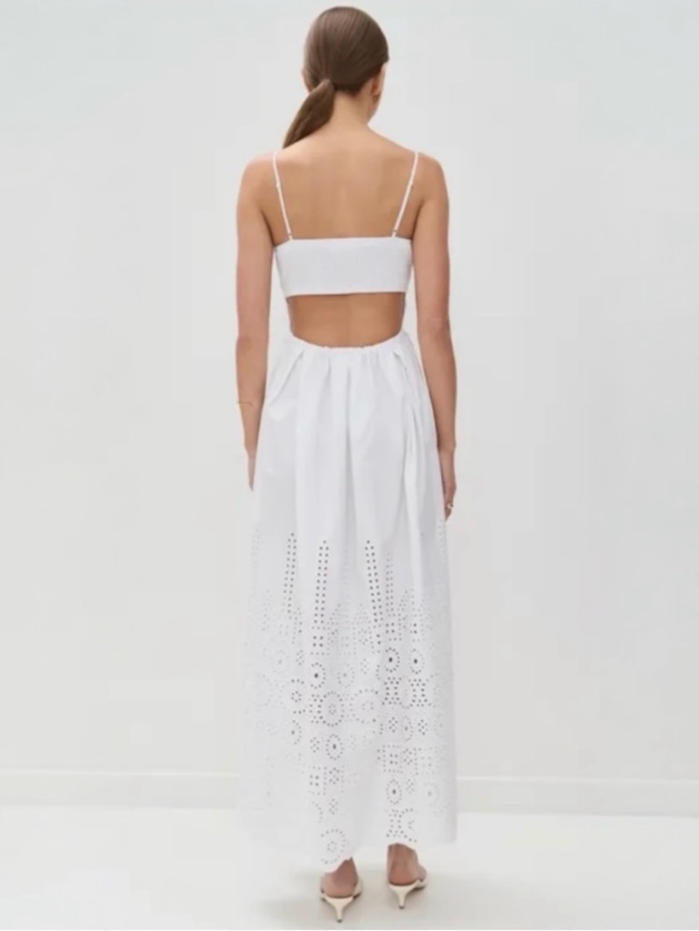 Susana Monaco Eyelet Cotton Maxi Dress White Sugar Small NWT - Picture 3 of 9